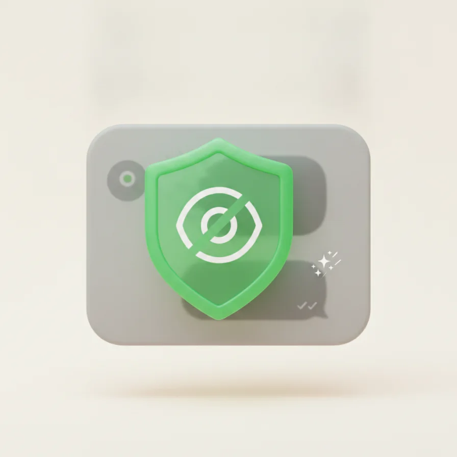 WhatsApp online status and blue ticks hidden behind a privacy shield
